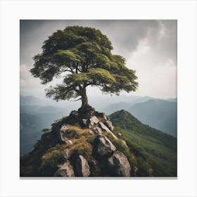 Lone Tree On Top Of Mountain 21 Canvas Print