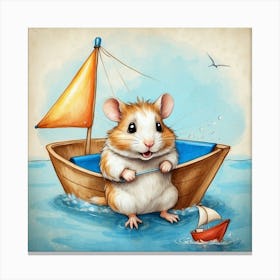 Hamster In A Boat 4 Canvas Print