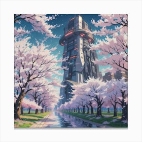 Building And Blossoms(1) Canvas Print