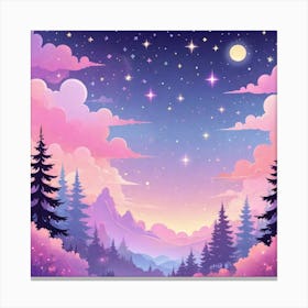 Sky With Twinkling Stars In Pastel Colors Square Composition 198 Canvas Print