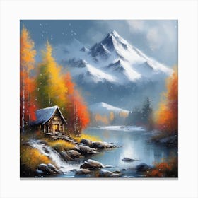 Cabin By The Lake 1 Canvas Print