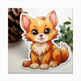 Cute Kitty Sticker Canvas Print