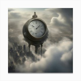 Clock floating in skies Canvas Print