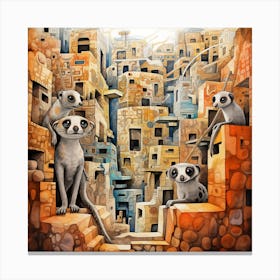 Meerkats In The City Canvas Print