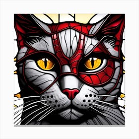 Cat, Pop Art 3D, stained glass scat superhero limited edition 2/60 Canvas Print