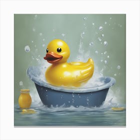 Rubber Duck Bathing Canvas Print