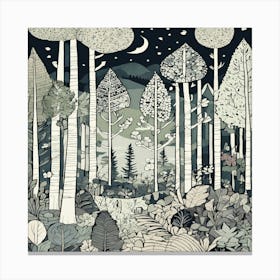 Night In The Forest Canvas Print