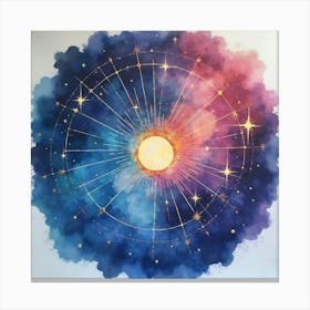 Watercolor Cosmic Art With Ethereal Star Patterns 1 Canvas Print