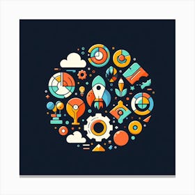 Flat Business Icons Vector Illustration Canvas Print