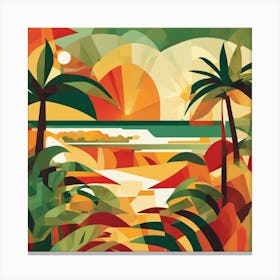 Essence Of The Tropics Cubism Style Canvas Print