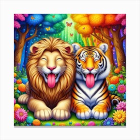Lion And Tiger Canvas Print