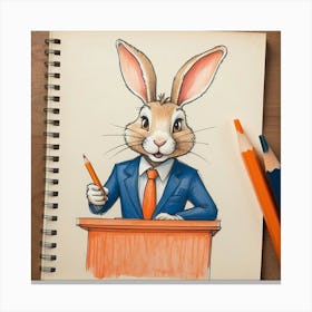 Rabbit At The Podium Canvas Print