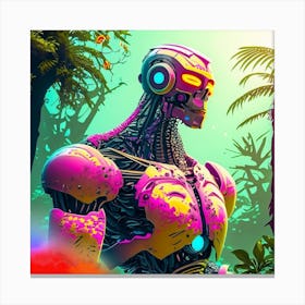 Robot In The Jungle 1 Canvas Print