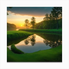 Sunset At The Golf Course Canvas Print