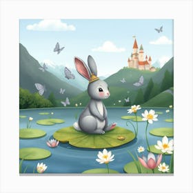 Rabbit In A Pond Canvas Print