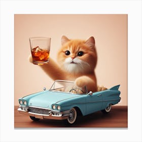 Cat In A Car Canvas Print