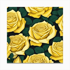 Yellow Roses Seamless Pattern Canvas Print