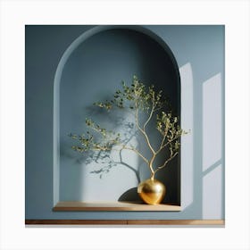 Gold Vase On A Shelf Canvas Print