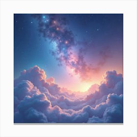 Watercolor Galaxy With Soft, Dreamy Cosmic Clouds 1 Canvas Print