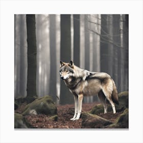 Wolf In The Forest 27 Canvas Print