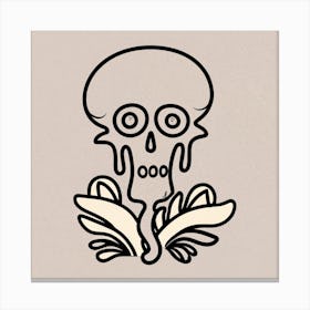 Skull With Flowers one line Canvas Print