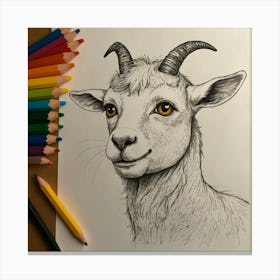 Goat Drawing 12 Canvas Print