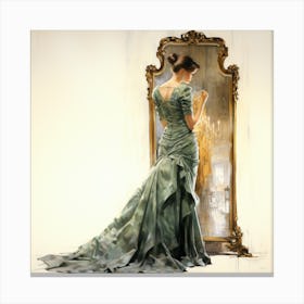 Lady In A Green Dress Canvas Print