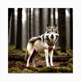 Wolf In The Forest 55 Canvas Print