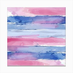 Pink And Blue Watercolor Stripes Canvas Print