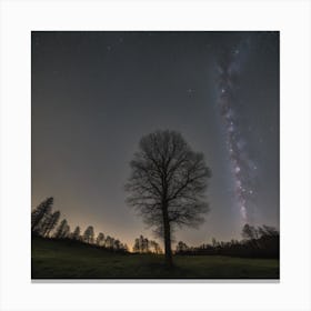 Tree In The Night Sky Canvas Print