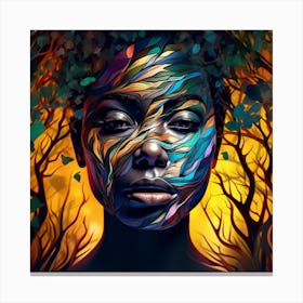 Woman With Colorful Face Canvas Print