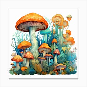 Mushrooms In The Forest 44 Canvas Print