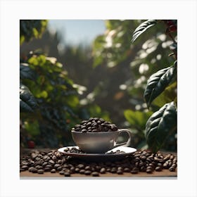 Coffee Cup With Coffee Beans 11 Canvas Print