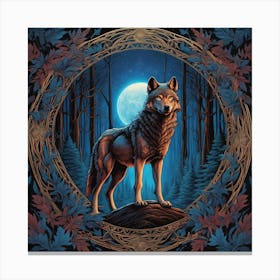 Wolf In The Moonlight Canvas Print