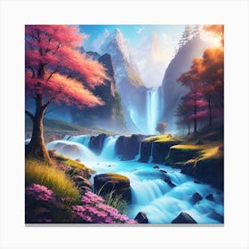 Waterfall In The Forest 28 Canvas Print