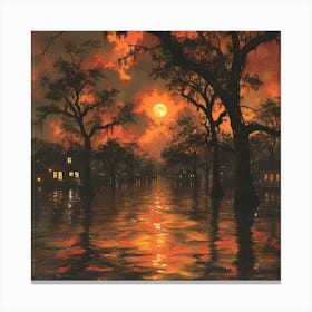 Sunset Over A Swamp Canvas Print