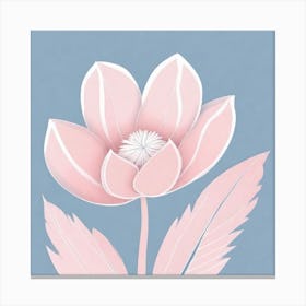 A White And Pink Flower In Minimalist Style Square Composition 489 Canvas Print