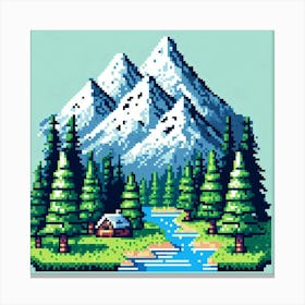 8-bit mountain landscape Canvas Print