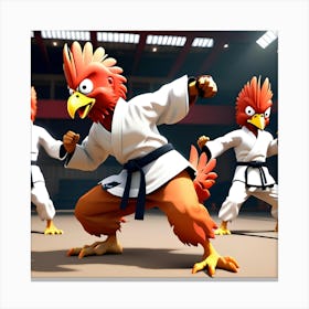 Karate Roosters 1 Canvas Print