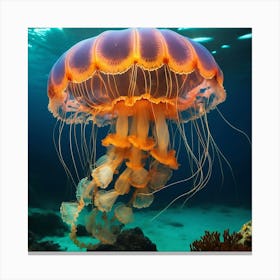 A glowing jellyfish underwater Canvas Print