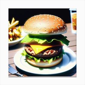 Hamburger And Fries 2 Canvas Print