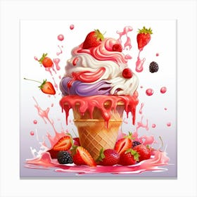 Ice Cream Splash Fruits Canvas Print