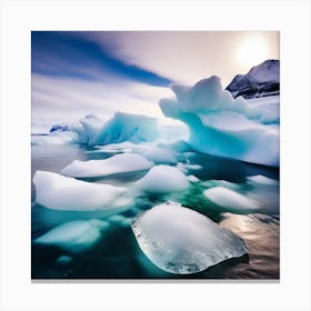 Icebergs In The Water Canvas Print