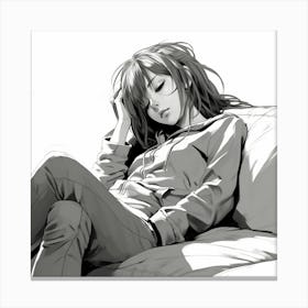 Anime Girl Sleeping On Couch Canvas Print