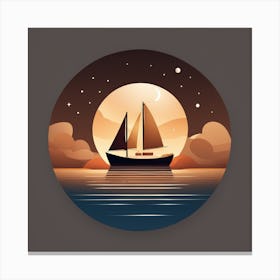 Sailboat In The Moonlight Canvas Print