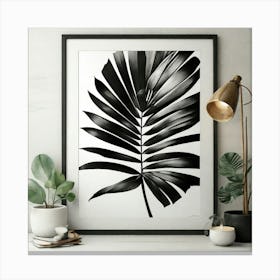 Black And White Palm Leaf Print Canvas Print