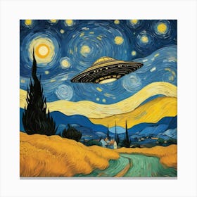 Ufo At Starry Night Van Gogh Painting 1 Canvas Print