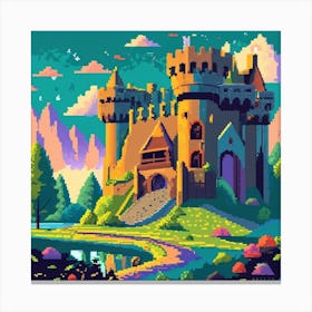 Pixel Art Medieval Castle Poster 3 Canvas Print