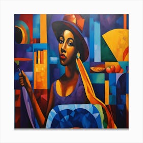 African Woman In Hat Canvas Print