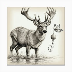 Deer With A Hook Canvas Print